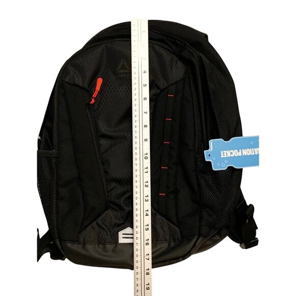 Reebok Leif 18” Laptop Backpack Black 3 Zipper Water Resistant Adjustable Straps - Picture 10 of 16